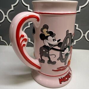 Vintage Disney Steamboat Willie Pink and Red Mug/Stein